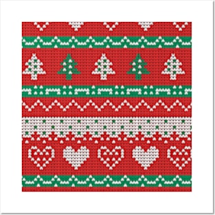Ugly Christmas Sweater Pattern Posters and Art
